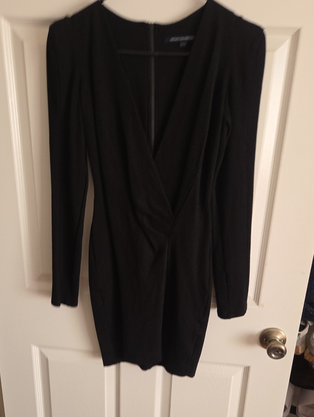 French Connection Black Long-Sleeve Wrap-Style Dress